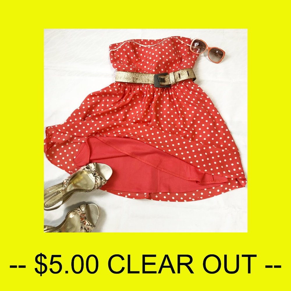 XXI coral polka dot strapless dress